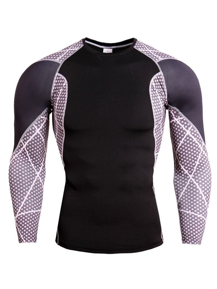 Hommes Patchwork Anti-transpiration Mélanges De Coton Pulls Hauts De Sport