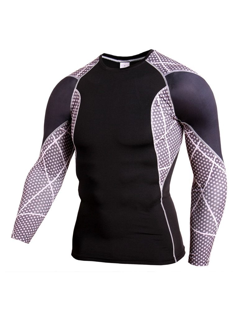 Hommes Patchwork Anti-transpiration Mélanges De Coton Pulls Hauts De Sport