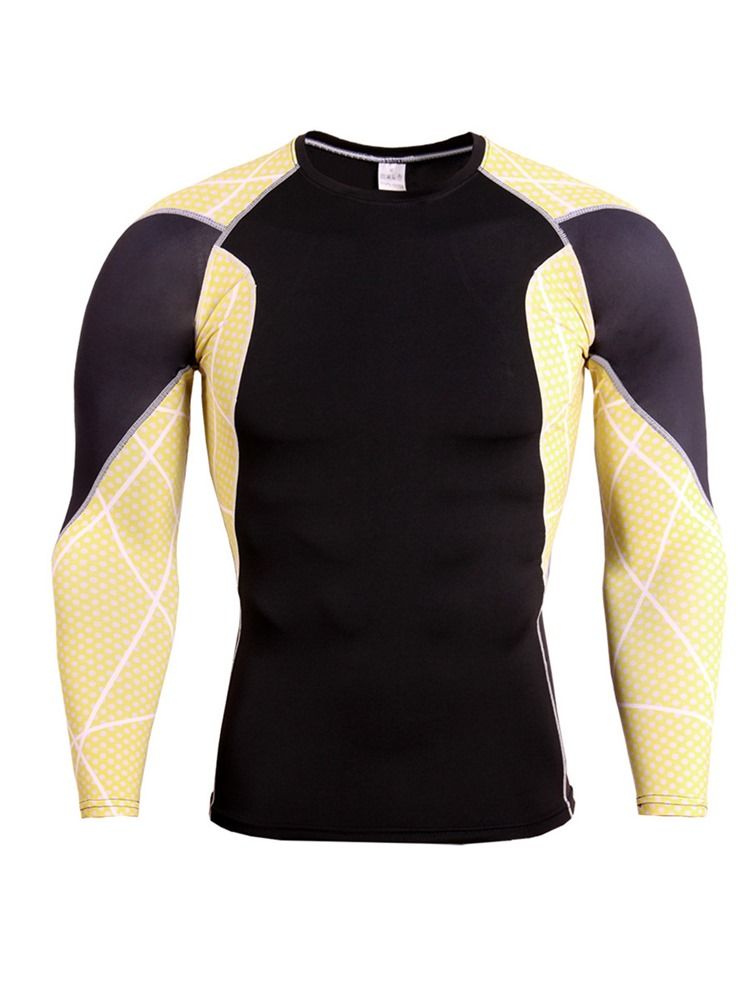 Hommes Patchwork Anti-transpiration Mélanges De Coton Pulls Hauts De Sport