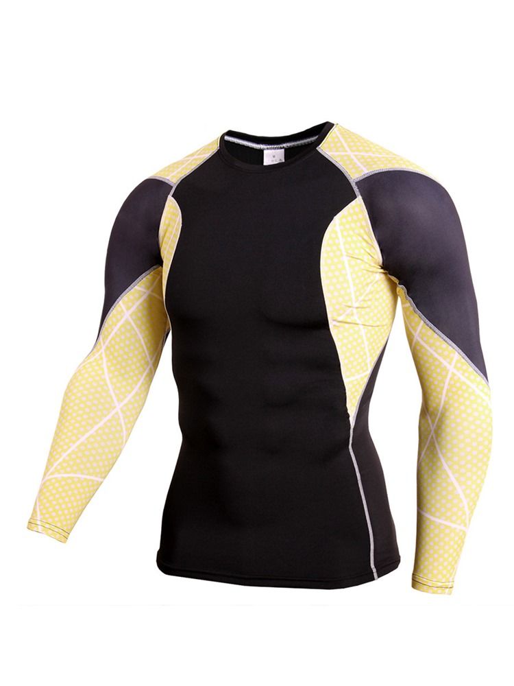 Hommes Patchwork Anti-transpiration Mélanges De Coton Pulls Hauts De Sport