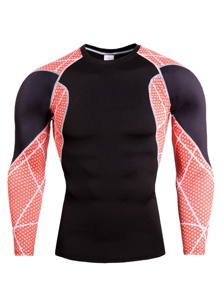 Hommes Patchwork Anti-transpiration Mélanges De Coton Pulls Hauts De Sport