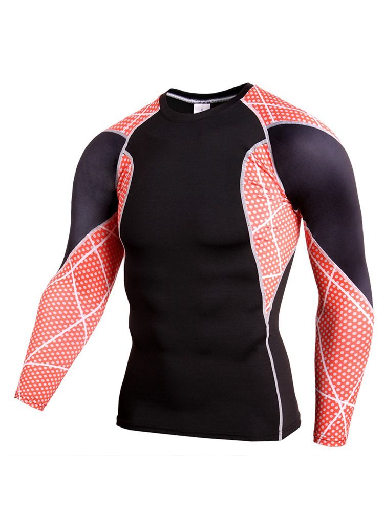 Hommes Patchwork Anti-transpiration Mélanges De Coton Pulls Hauts De Sport