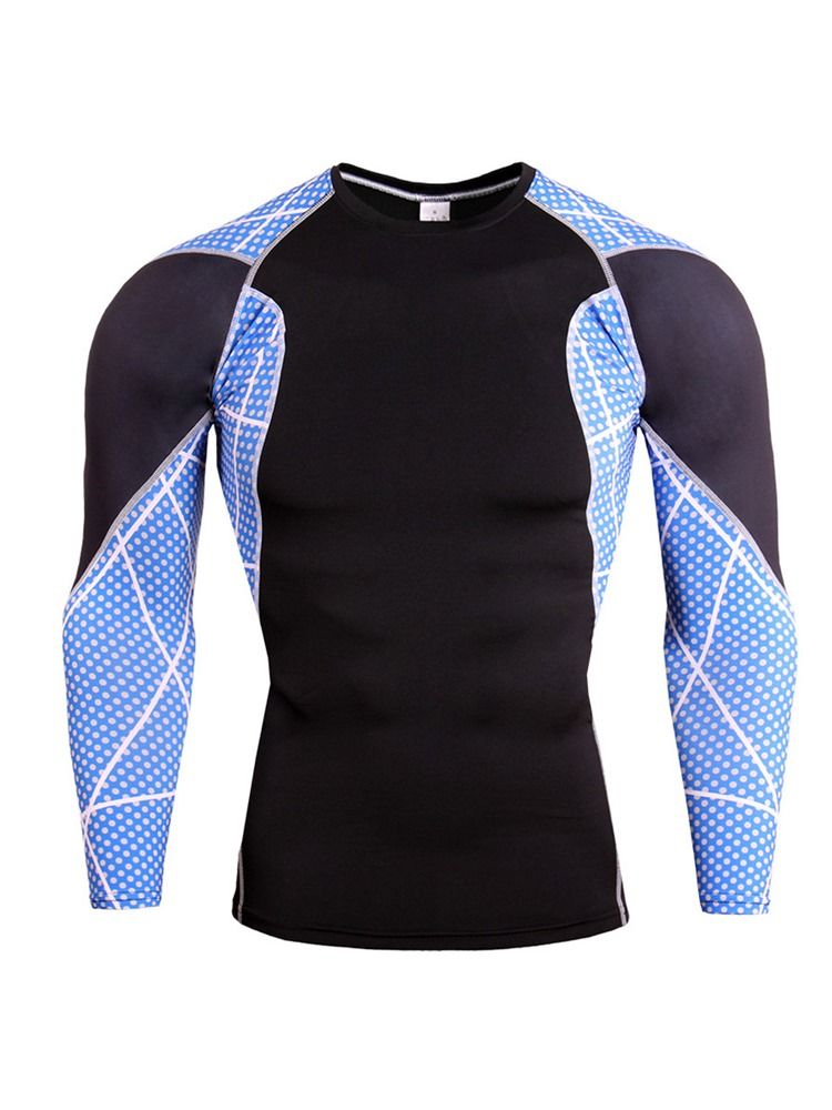 Hommes Patchwork Anti-transpiration Mélanges De Coton Pulls Hauts De Sport