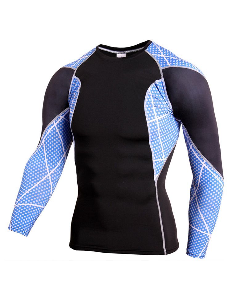 Hommes Patchwork Anti-transpiration Mélanges De Coton Pulls Hauts De Sport