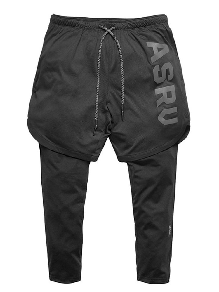 Pantalon De Short De Sport Pour Homme En Deux Pièces Avec Poche Pour Lettre