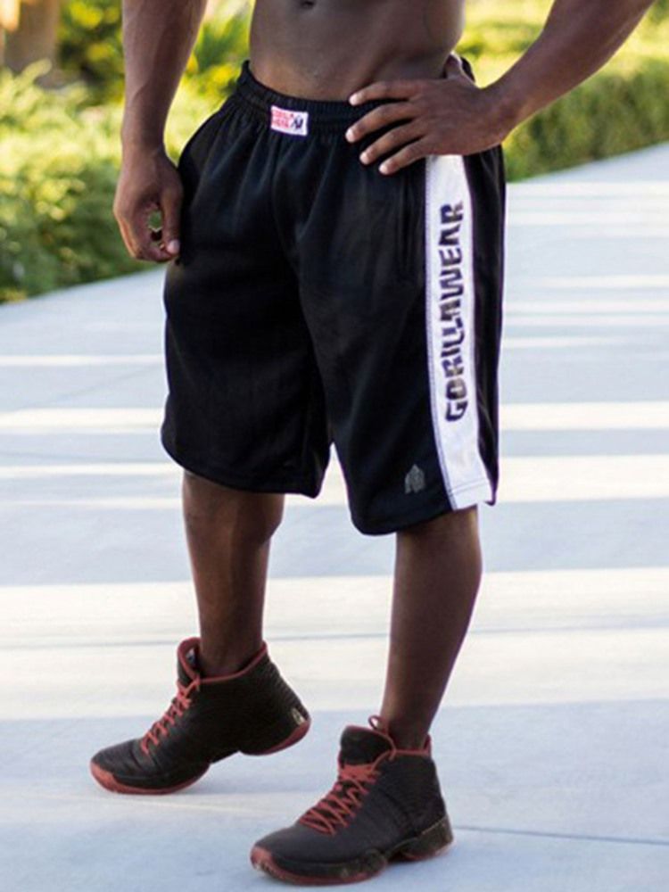 Pantalon De Sport De Basket-ball D'été À Lettre Patchwork Pour Hommes