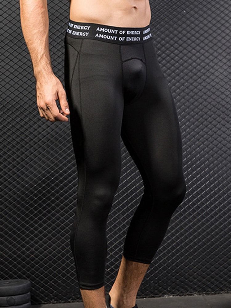 Pantalon De Sport À Mi-mollet Pour Hommes En Patchwork De Lettres