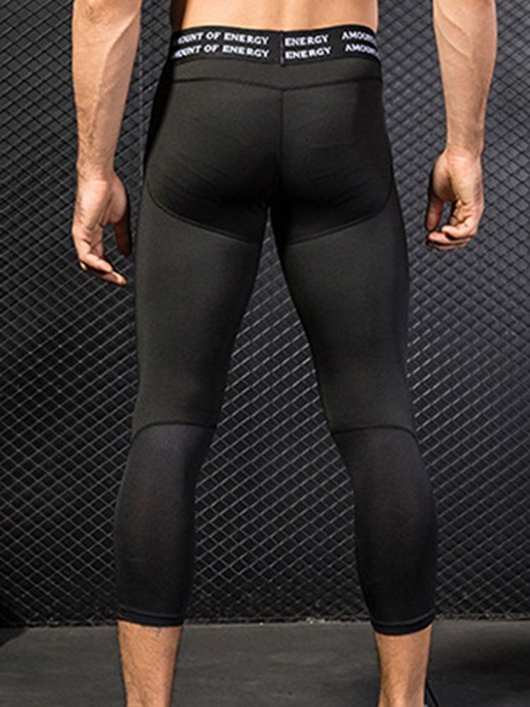 Pantalon De Sport À Mi-mollet Pour Hommes En Patchwork De Lettres