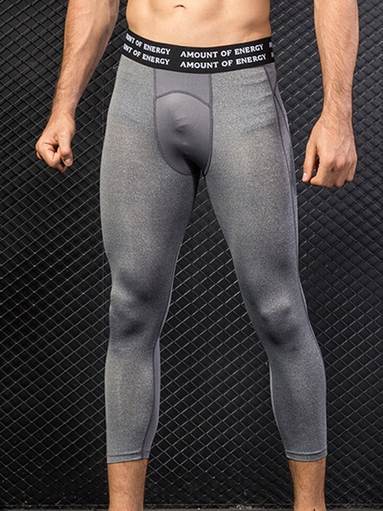 Pantalon De Sport À Mi-mollet Pour Hommes En Patchwork De Lettres