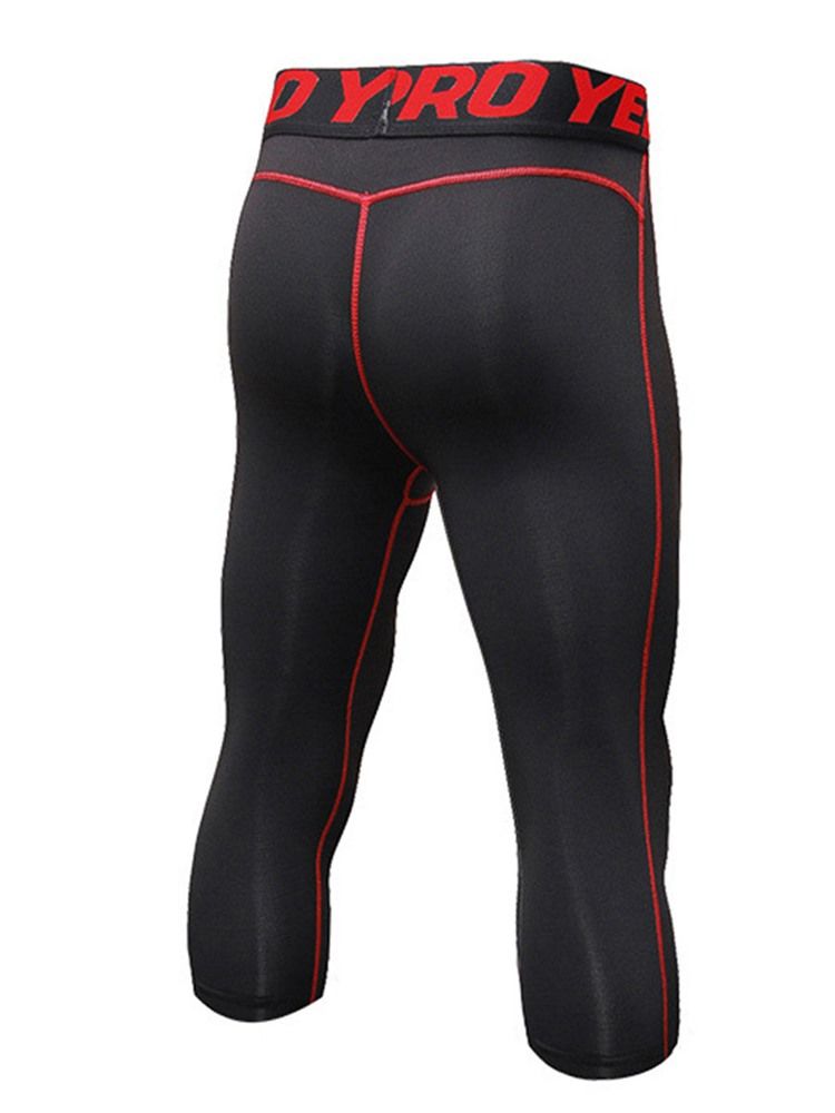 Pantalon De Sport Mi-mollet À Séchage Rapide À Blocs De Couleurs Pour Hommes