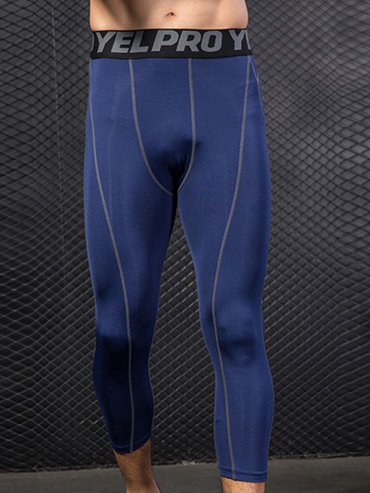 Pantalon De Sport Mi-mollet À Séchage Rapide À Blocs De Couleurs Pour Hommes