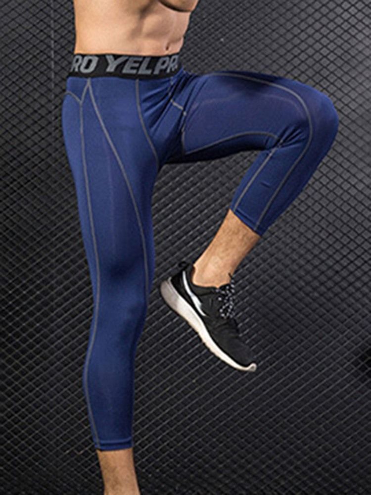 Pantalon De Sport Mi-mollet À Séchage Rapide À Blocs De Couleurs Pour Hommes