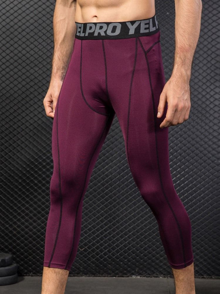 Pantalon De Sport Mi-mollet À Séchage Rapide À Blocs De Couleurs Pour Hommes