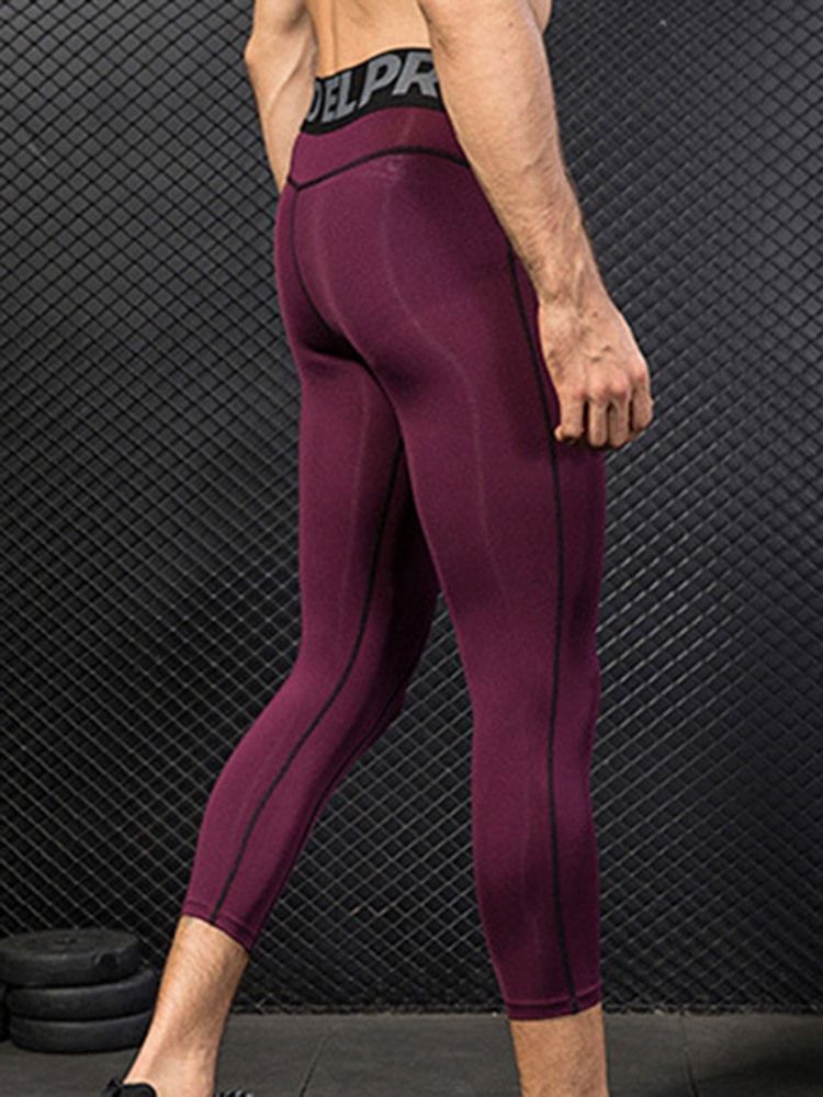 Pantalon De Sport Mi-mollet À Séchage Rapide À Blocs De Couleurs Pour Hommes