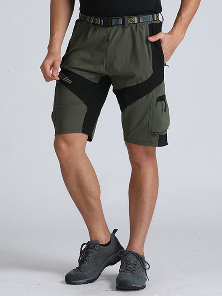 Short Cargo Imprimé Color Block Pour Hommes Vêtements D'extérieur Légers