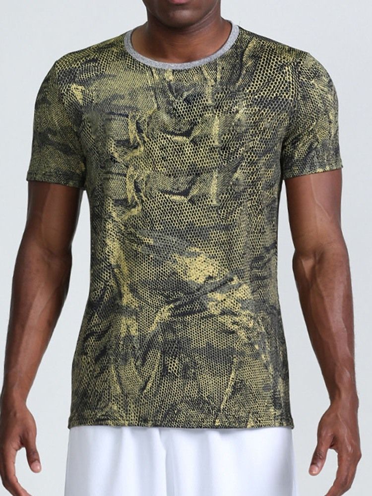 T-shirt De Pêche En Polyester Camouflage À Imprimé Respirant Hauts Pour Hommes