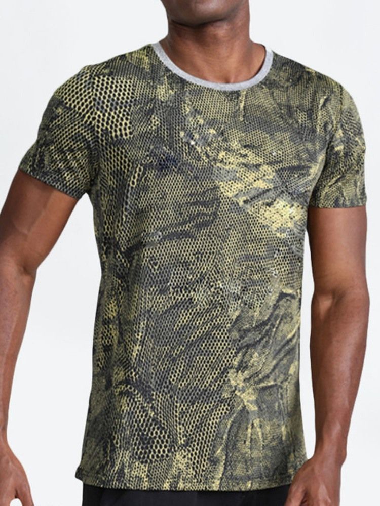 T-shirt De Pêche En Polyester Camouflage À Imprimé Respirant Hauts Pour Hommes