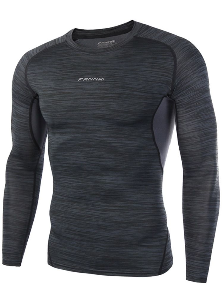 T-shirt À Rayures Anti-transpiration Pour Hommes Hauts De Sport À Manches Longues