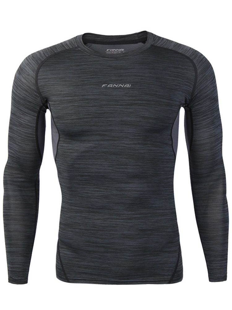 T-shirt À Rayures Anti-transpiration Pour Hommes Hauts De Sport À Manches Longues