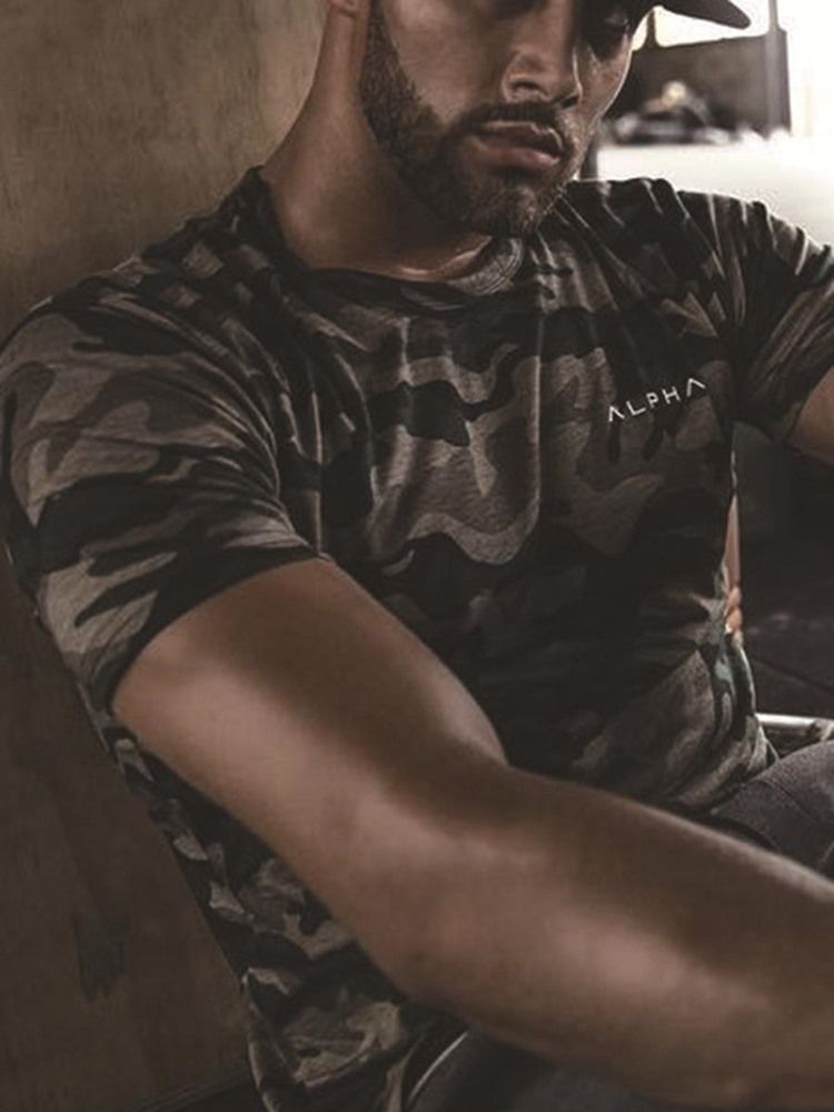 T-shirt De Sport À Imprimé Camouflage Pour Hommes