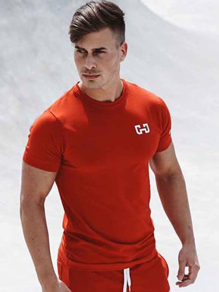 T-shirt De Sport À Manches Courtes Et Imprimé Color Block Pour Hommes