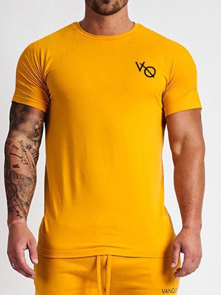 T-shirt De Sport À Manches Courtes Et Imprimé Respirant Pour Hommes