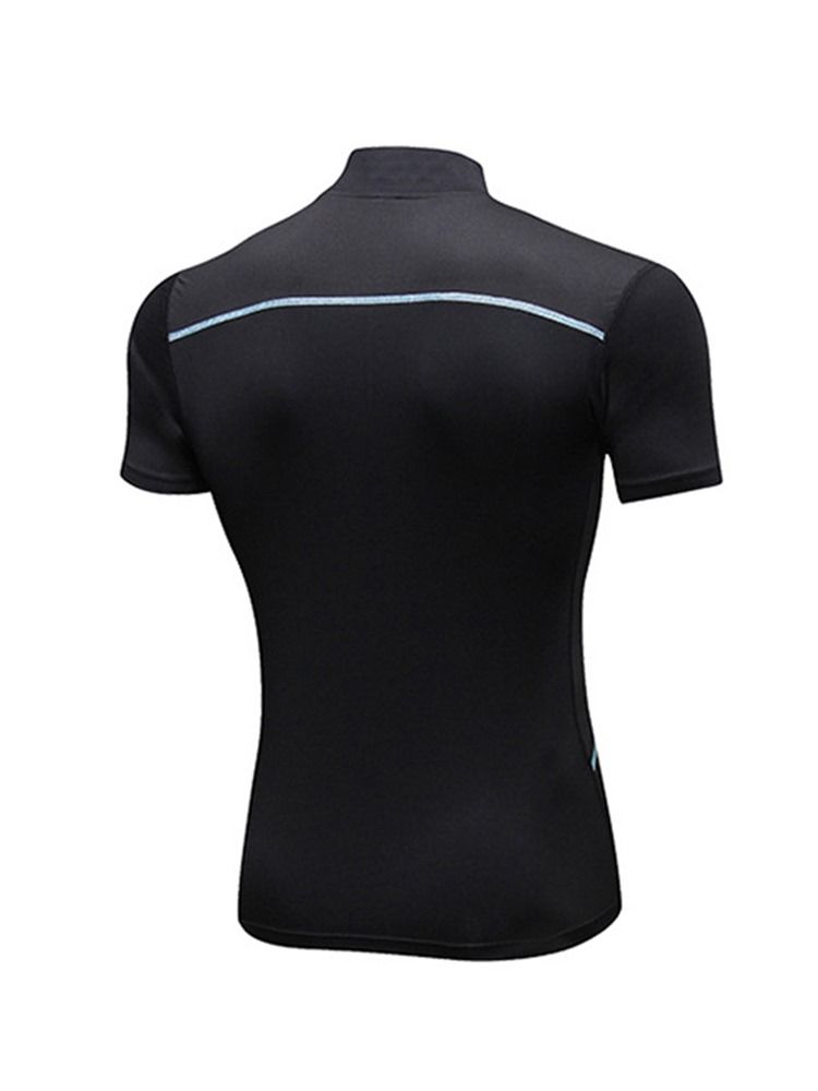 T-shirt De Sport À Séchage Rapide Avec Fermeture À Glissière Et Blocs De Couleur Pour Hommes