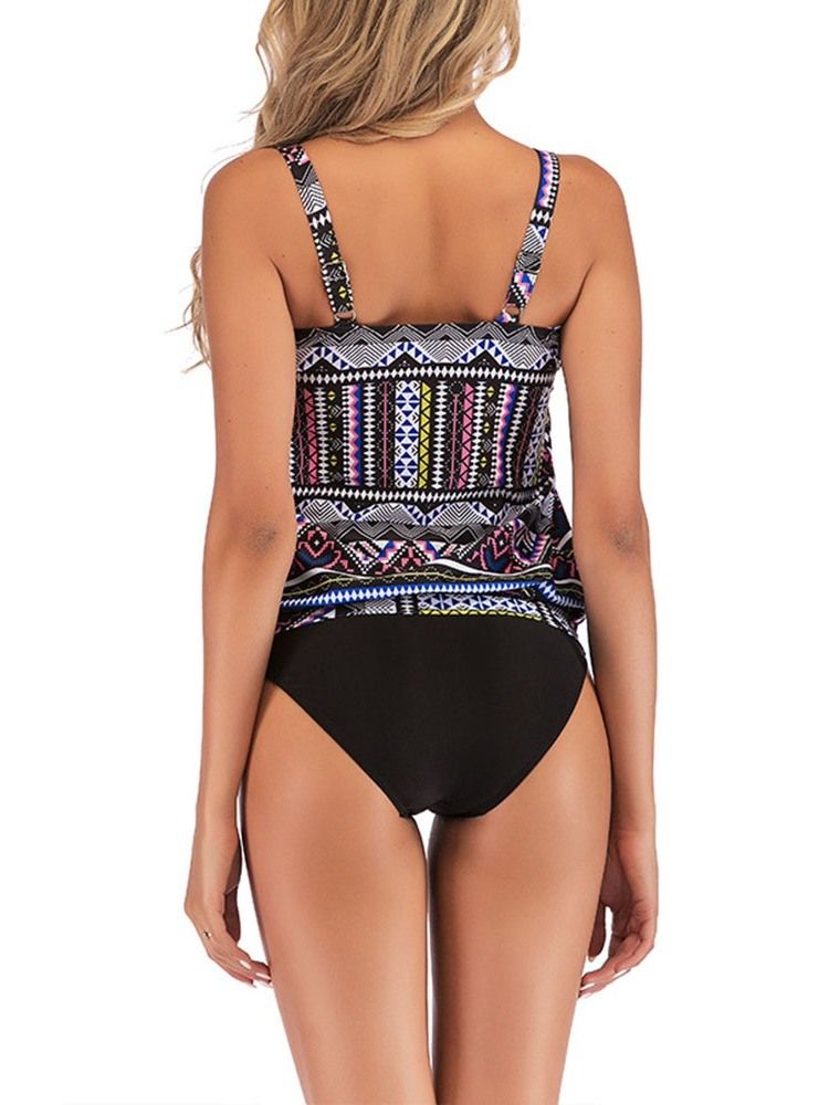 Maillot De Bain Tankini Géométrique Coloré Pour Femme