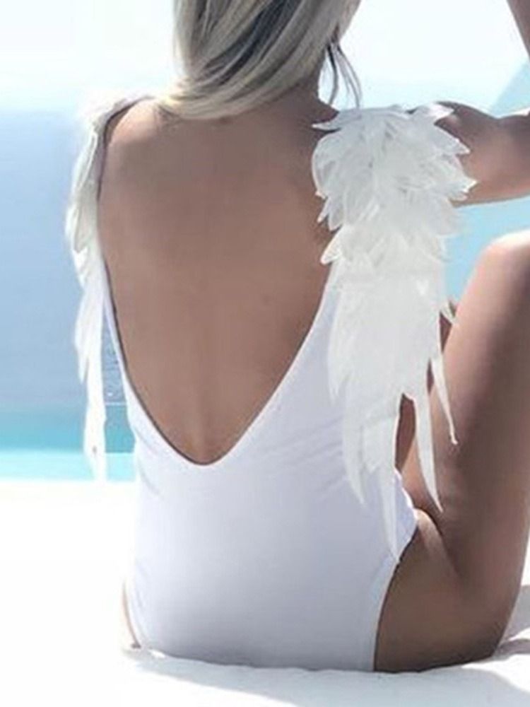 Maillot De Bain Une Pièce Dos Nu En Plumes Pour Femmes