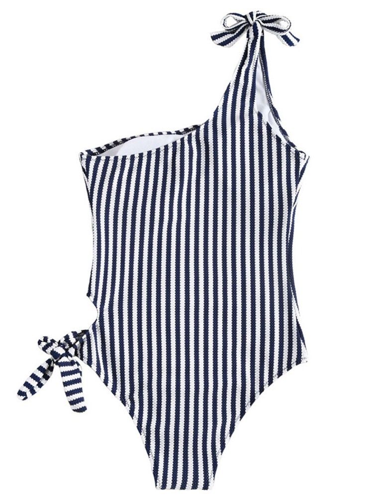 Maillot De Bain Une Pièce À Rayures Bowknot Pour Femme