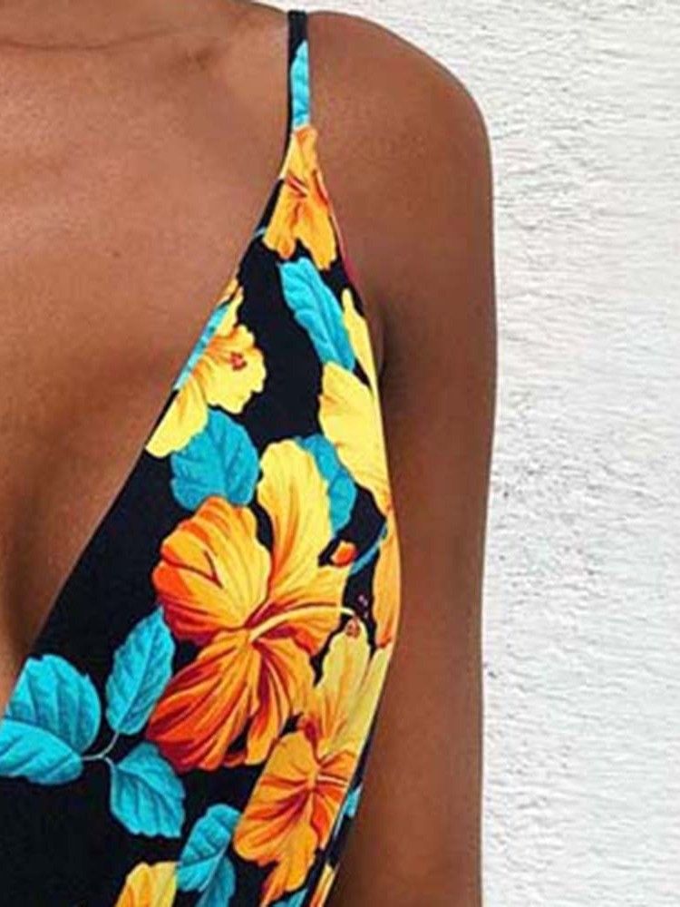 Maillots De Bain Dos Nu Floraux À Lacets Pour Femmes