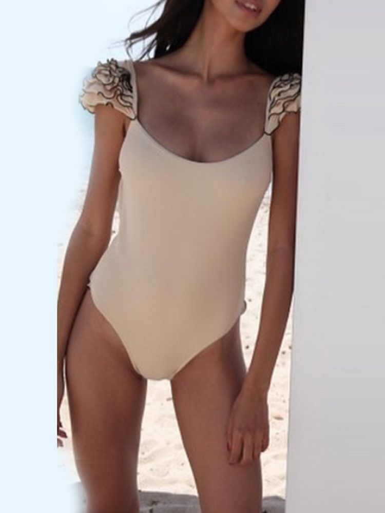 Maillots De Bain Falbala Plain Beach Look Pour Femmes