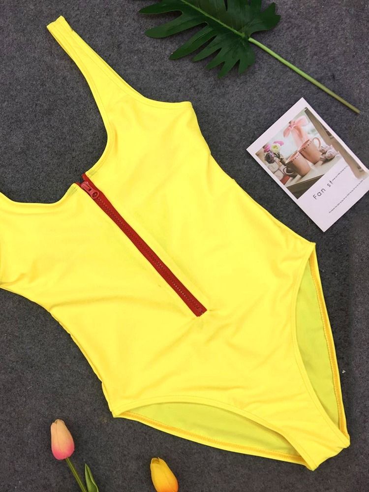 Maillots De Bain Une Pièce À Glissière Unie Pour Femmes