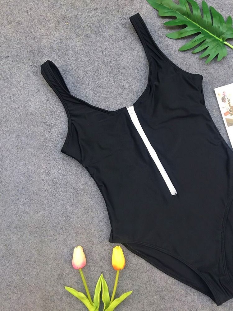 Maillots De Bain Une Pièce À Glissière Unie Pour Femmes