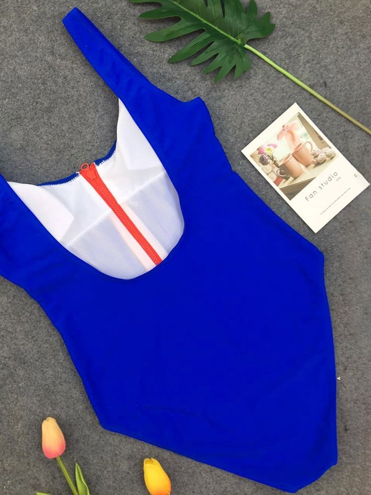 Maillots De Bain Une Pièce À Glissière Unie Pour Femmes