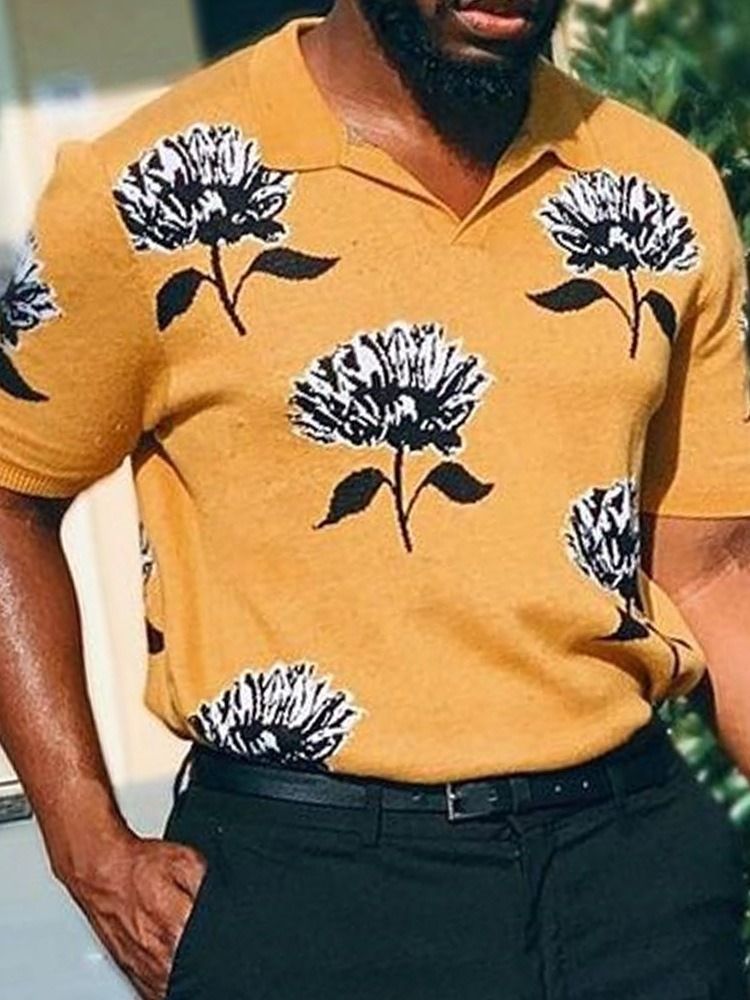 Polo Homme Floral Imprimé Décontracté