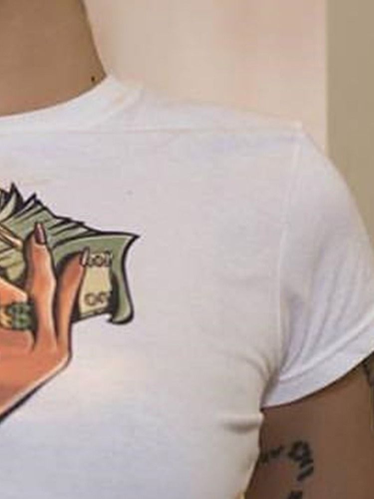 T-shirt Décontracté À Manches Courtes Et Col Rond Pour Femmes