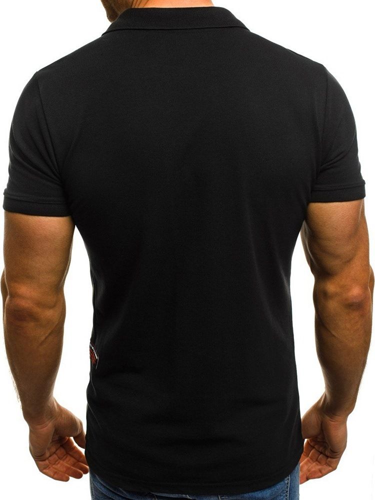 T-shirt Décontracté Uni À Col Polo Pour Hommes