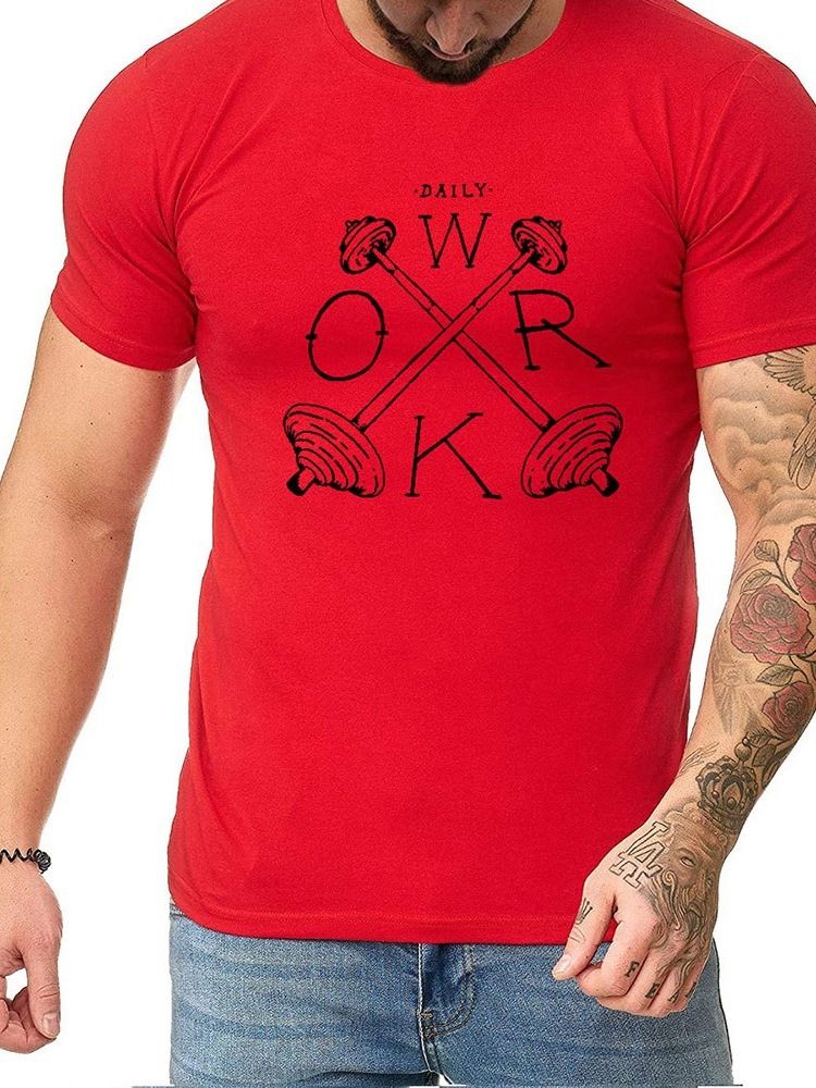 T-shirt Pour Hommes À Col Rond Et À Imprimé Lettre