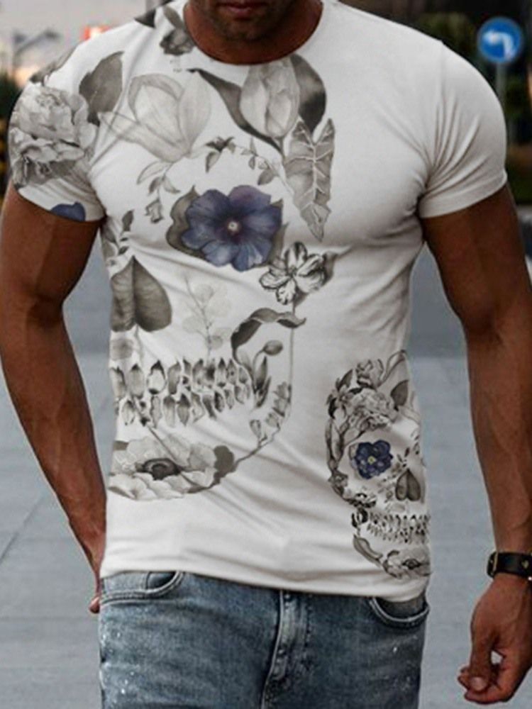 T-shirt Imprimé Col Rond Pour Hommes