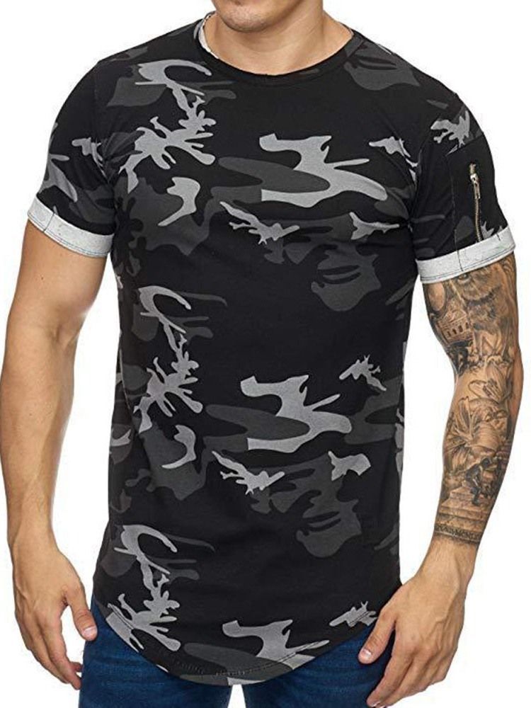 T-shirt Slim Décontracté À Col Rond Et À Manches Courtes Pour Hommes