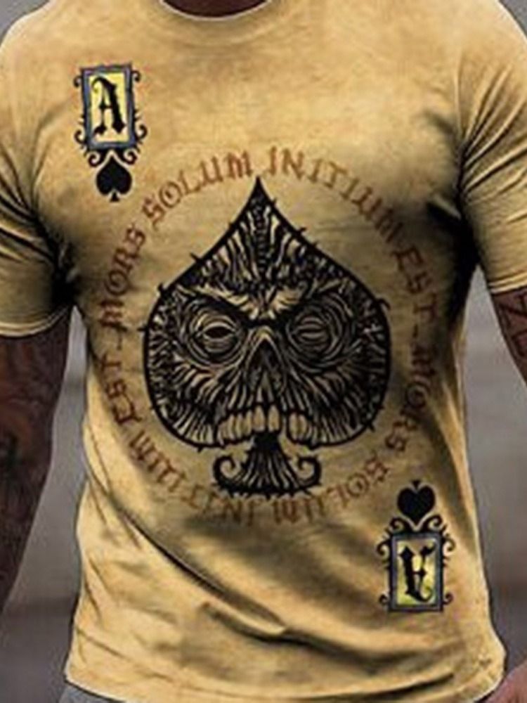 T-shirt Slim Pour Hommes À Col Rond Et Imprimé Poker