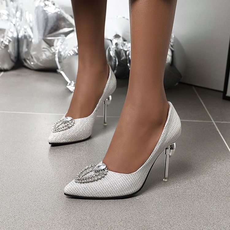 Chaussures À Bout Pointu Et À Enfiler En Strass Pour Femmes