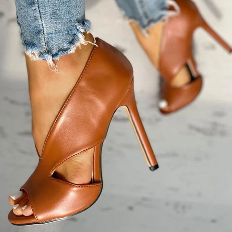 Chaussures Fines À Talons Ultra-hauts Creux À Bout Ouvert Pour Femmes (≥8 cm)