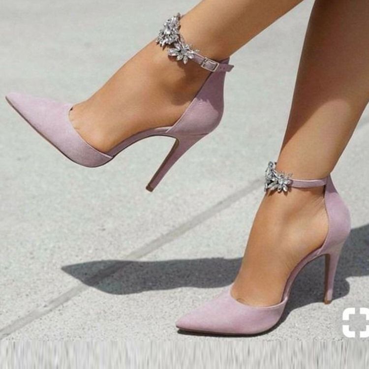 Escarpins À Talons Aiguilles En Daim Et Strass Pour Femmes