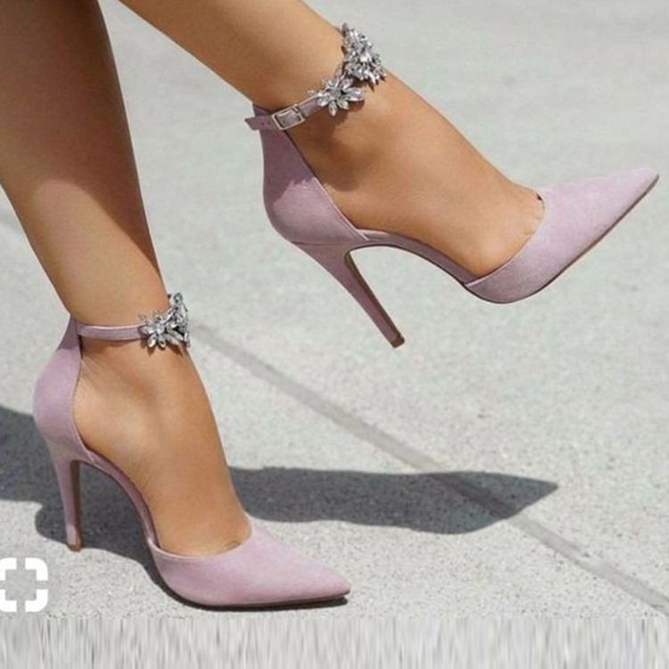 Escarpins À Talons Aiguilles En Daim Et Strass Pour Femmes