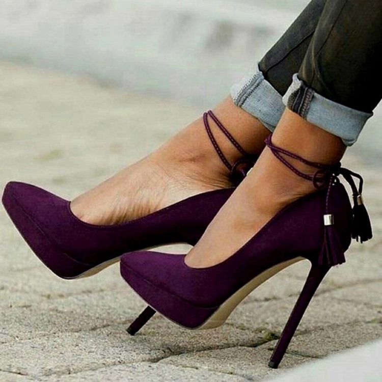 Escarpins À Talons Aiguilles Et À Lacets Unis Pour Femmes