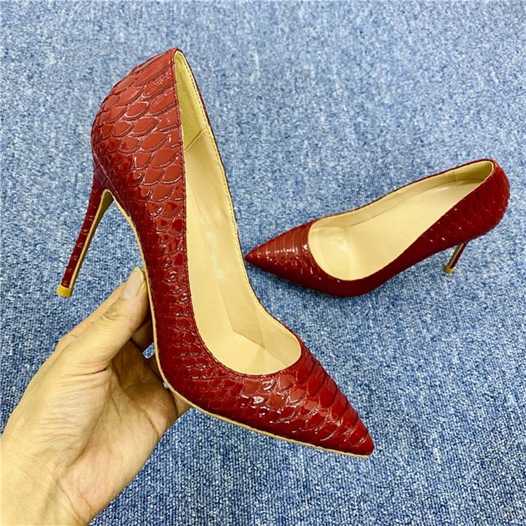 Slip-on Stiletto Heel Serpentine 12cm Thin Chaussures Femme