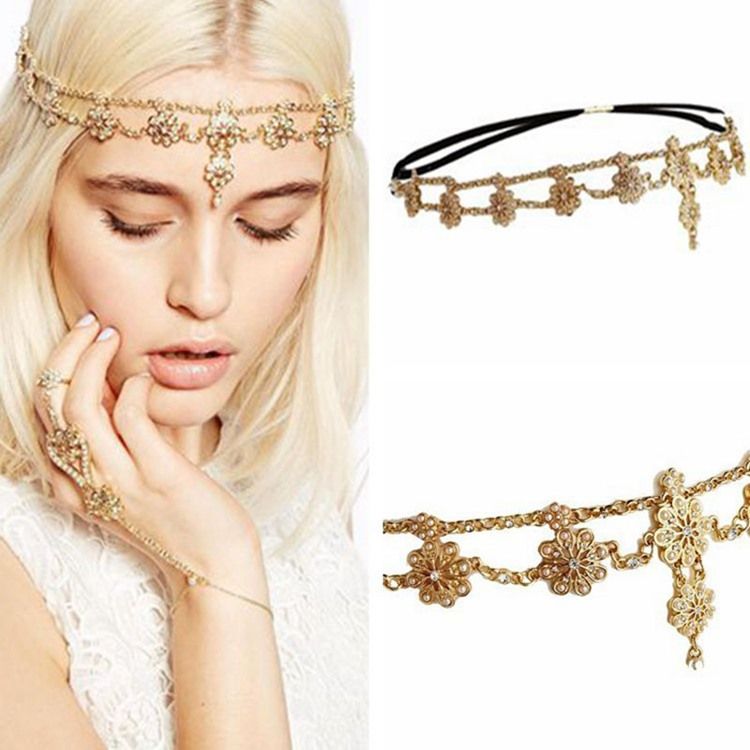 Accessoires Pour Cheveux De Fête Avec Chaîne À Tête Diamantée Pour Femmes