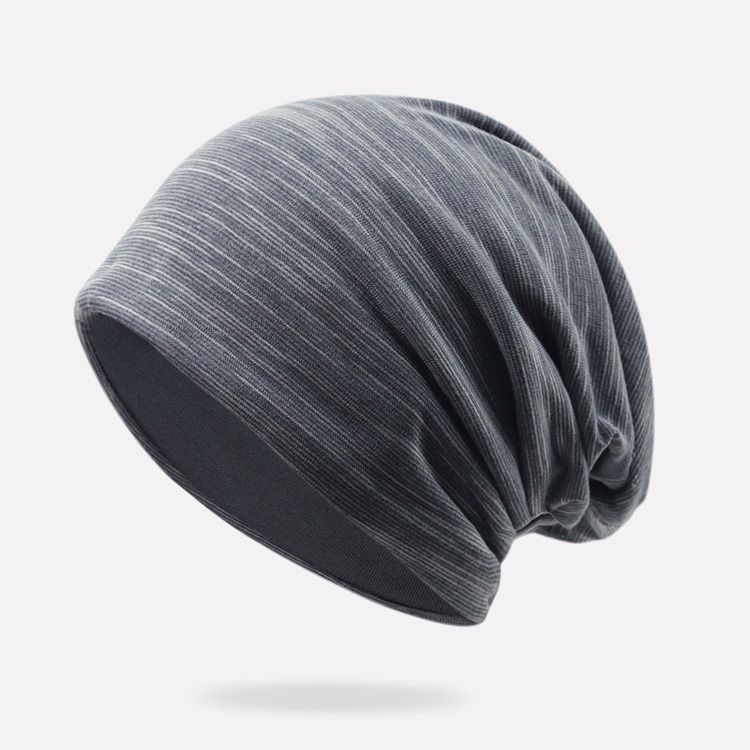 Bonnet Pour Hommes En Tricot À Double Couche De Couleur Unie